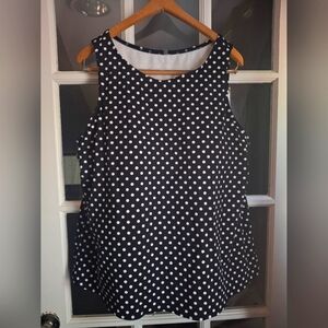 Lands' End Black & White Polka Dot Tankini Swim Top Soft Cup Plus Size 22w